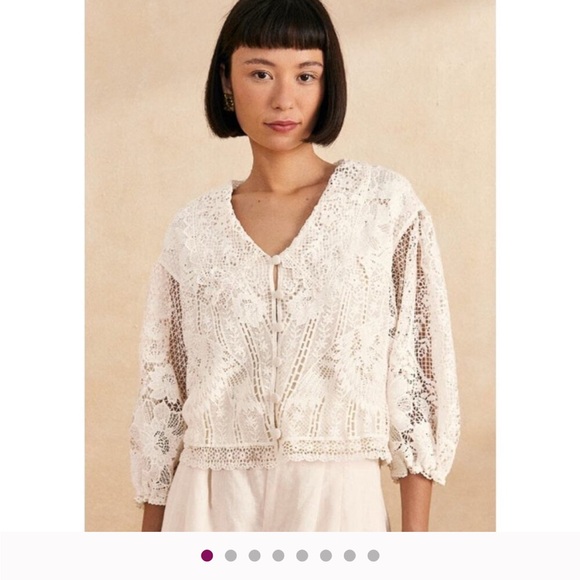 FARM Rio Guipure Lace Off-White
Button Front Blouse - Picture 1 of 7